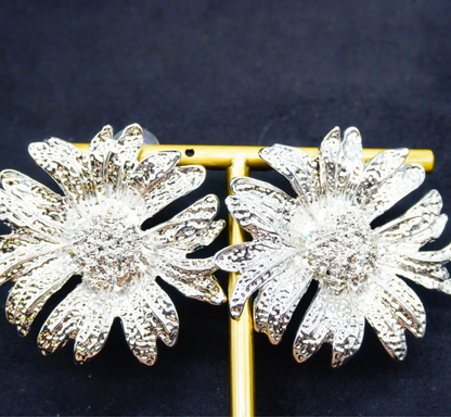 Silver Bloom Flower Stud Earrings