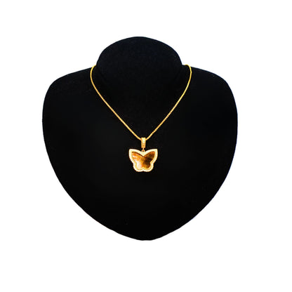 Gold-Plated Butterfly Pendant Necklace with Green Enamel for Women - Elegant Jewelry Gift, Jewelry for Women, Gift for Women 9809BATBR
