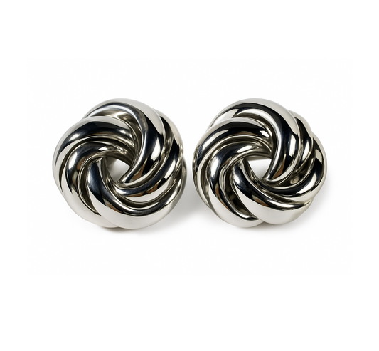 Silver Knot Twist Earrings