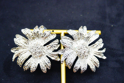 Silver Bloom Flower Stud Earrings