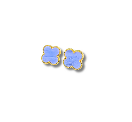 ER890001-Elegant Blue Clover Stud Earrings
