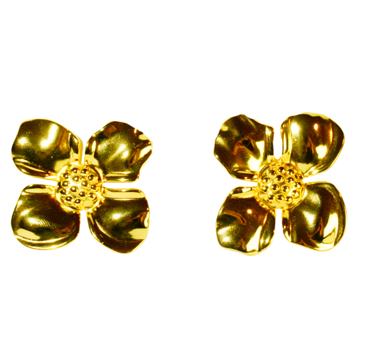 Golden Blossom Flower Earrings