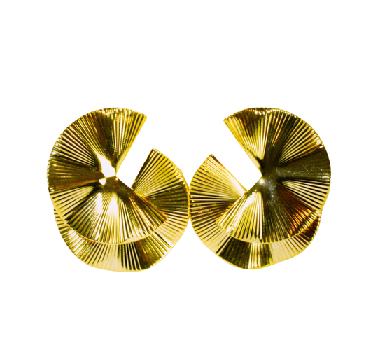 Golden Fan Twist Earrings